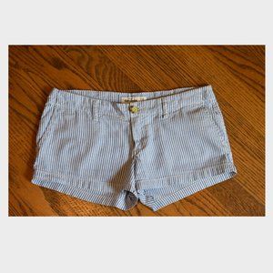 Abercrombie kids blue and white striped shorts